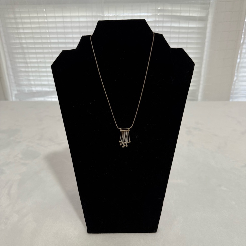 Vintage Sterling Silver Italy .925 Dangle Fringe Pendant Necklace